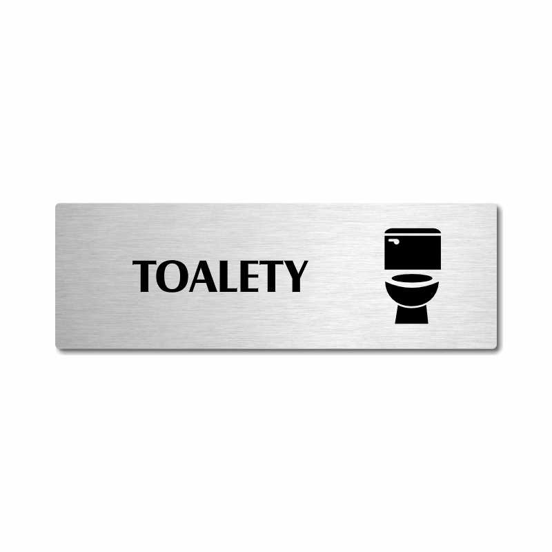 Toalety, stříbrná popiska na dveře